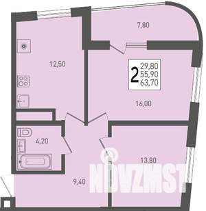 2-к квартира, вторичка, 64м2, 21/24 этаж
