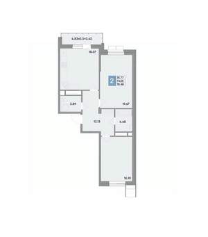 2-к квартира, вторичка, 78м2, 7/12 этаж