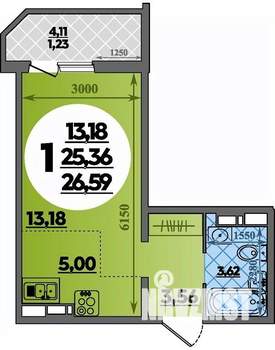 Студия квартира, строящийся дом, 27м2, 10/16 этаж
