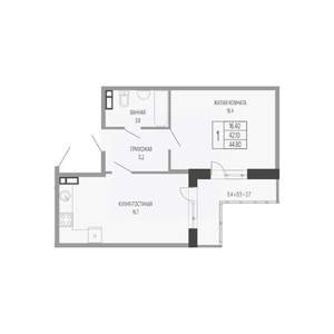 1-к квартира, вторичка, 45м2, 3/17 этаж