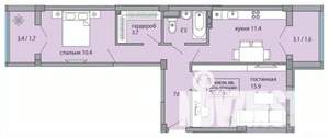 2-к квартира, вторичка, 56м2, 1/3 этаж
