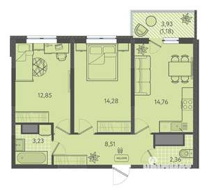 2-к квартира, вторичка, 57м2, 17/18 этаж