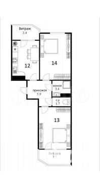 2-к квартира, вторичка, 50м2, 7/19 этаж
