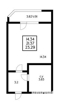 Студия квартира, вторичка, 23м2, 7/24 этаж