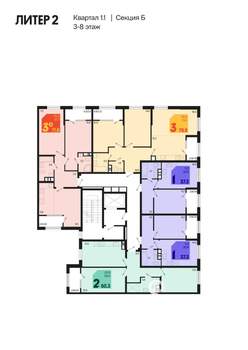 1-к квартира, строящийся дом, 35м2, 8/18 этаж