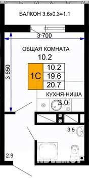 Студия квартира, вторичка, 21м2, 9/24 этаж