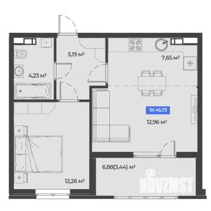 1-к квартира, вторичка, 46м2, 3/5 этаж