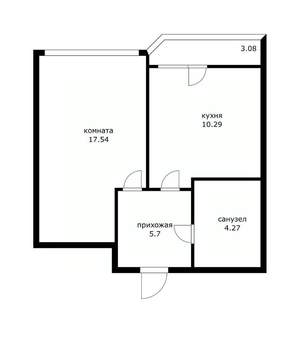 1-к квартира, вторичка, 38м2, 8/19 этаж