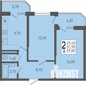 2-к квартира, вторичка, 60м2, 18/22 этаж