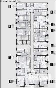 2-к квартира, строящийся дом, 63м2, 5/18 этаж