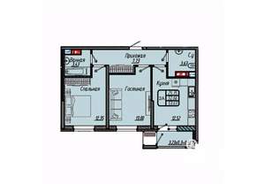 2-к квартира, вторичка, 54м2, 9/18 этаж