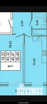 1-к квартира, вторичка, 43м2, 11/24 этаж