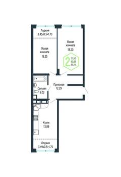 2-к квартира, вторичка, 66м2, 3/24 этаж