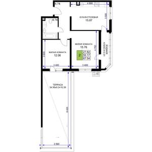 2-к квартира, вторичка, 68м2, 3/18 этаж