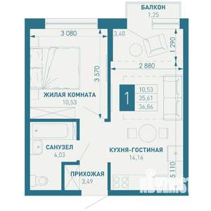 1-к квартира, вторичка, 37м2, 3/18 этаж