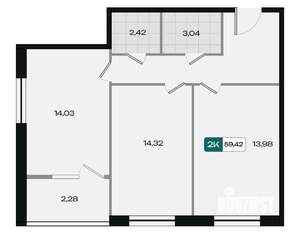 2-к квартира, вторичка, 59м2, 16/18 этаж