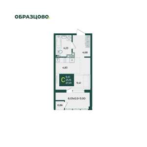 Студия квартира, вторичка, 27м2, 3/18 этаж