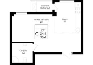 Студия квартира, вторичка, 35м2, 2/9 этаж