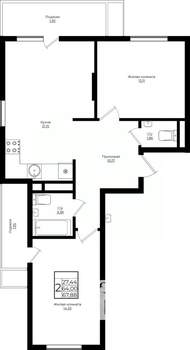 2-к квартира, вторичка, 68м2, 2/10 этаж