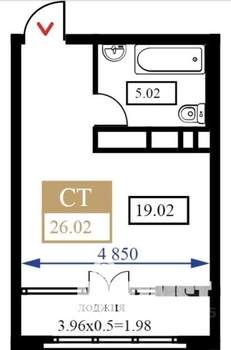 Студия квартира, вторичка, 30м2, 18/20 этаж