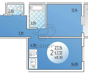 2-к квартира, вторичка, 48м2, 7/19 этаж