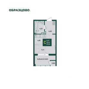 Студия квартира, вторичка, 27м2, 5/18 этаж