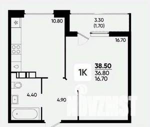1-к квартира, вторичка, 38м2, 13/18 этаж