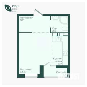 Студия квартира, вторичка, 29м2, 10/18 этаж