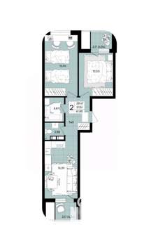 2-к квартира, вторичка, 62м2, 7/9 этаж