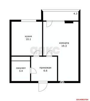 1-к квартира, вторичка, 44м2, 10/18 этаж