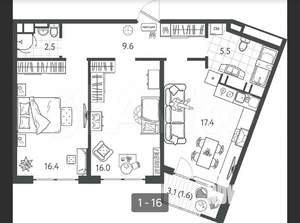2-к квартира, вторичка, 69м2, 7/24 этаж