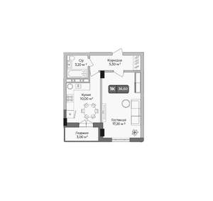 1-к квартира, вторичка, 37м2, 7/9 этаж