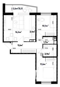 3-к квартира, строящийся дом, 60м2, 2/9 этаж