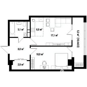 2-к квартира, вторичка, 65м2, 9/15 этаж