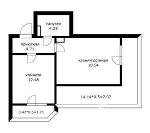 1-к квартира, вторичка, 40м2, 6/23 этаж