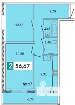 2-к квартира, вторичка, 52м2, 1/24 этаж