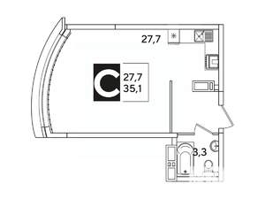Студия квартира, вторичка, 35м2, 11/16 этаж