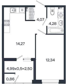 1-к квартира, вторичка, 38м2, 2/18 этаж
