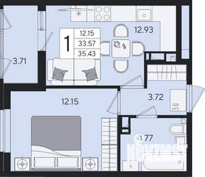 1-к квартира, вторичка, 35м2, 5/8 этаж