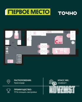 Студия квартира, вторичка, 27м2, 14/18 этаж
