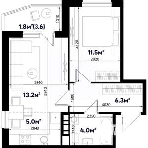 2-к квартира, строящийся дом, 42м2, 4/9 этаж