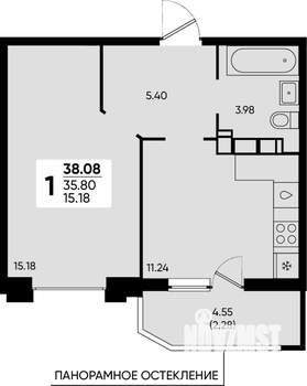 1-к квартира, вторичка, 38м2, 19/22 этаж