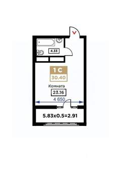 Студия квартира, вторичка, 30м2, 5/23 этаж