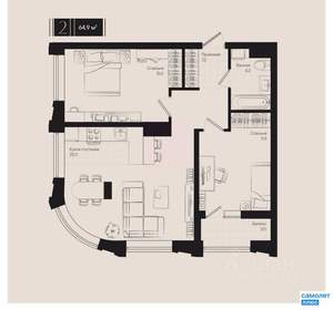 2-к квартира, вторичка, 65м2, 17/18 этаж