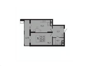1-к квартира, вторичка, 47м2, 7/18 этаж