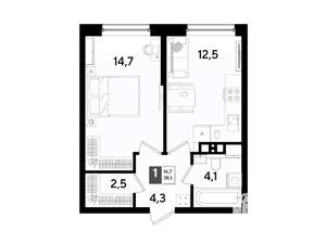 1-к квартира, вторичка, 38м2, 4/16 этаж