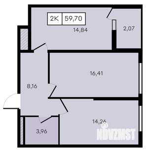 2-к квартира, вторичка, 60м2, 3/8 этаж