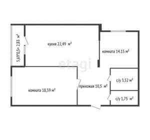 2-к квартира, вторичка, 71м2, 2/25 этаж