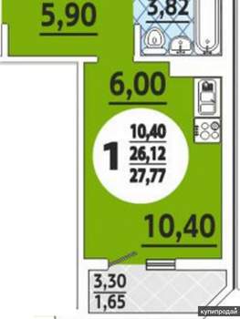 Студия квартира, вторичка, 27м2, 10/16 этаж
