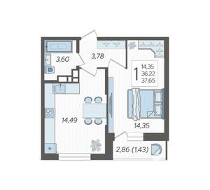 1-к квартира, вторичка, 38м2, 4/12 этаж